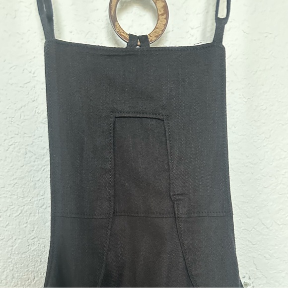 Anthropologie Midi Black Strappy Modern Pinafore Cotton Blend Apron Dress Size 8 - Picture 7 of 15
